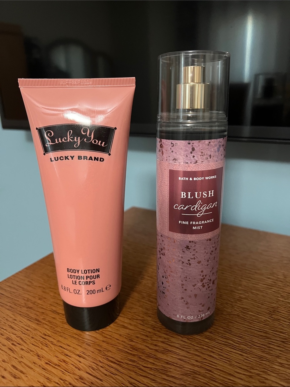 Blush Cardigan bath & body works body mist,Lucky You body Lotion